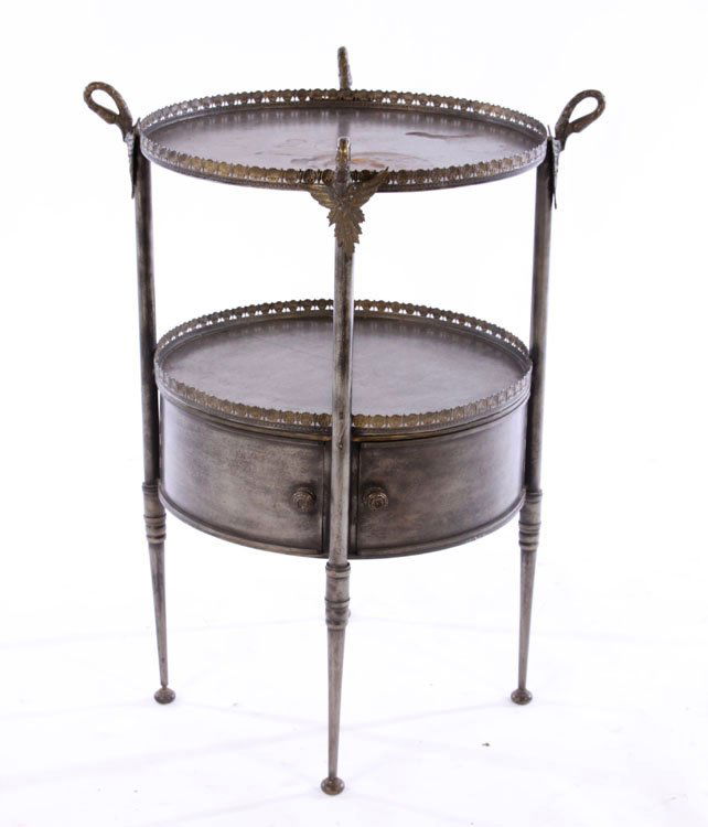 REGENCY STYLE 2 TIER IRON TABLE SWAN MOUNTS (1 of 5)