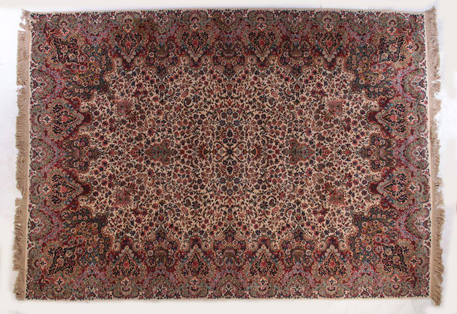 ROOM SIZED KERMAN STYLE RUG FLORAL PATTERN (1 of 4)