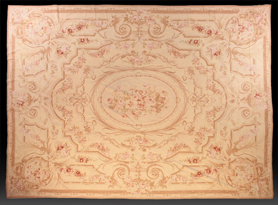 ROOM SIZED AUBUSSON STYLE RUG: Room sized Aubusson style rug. Ht: 156" Width: 116"