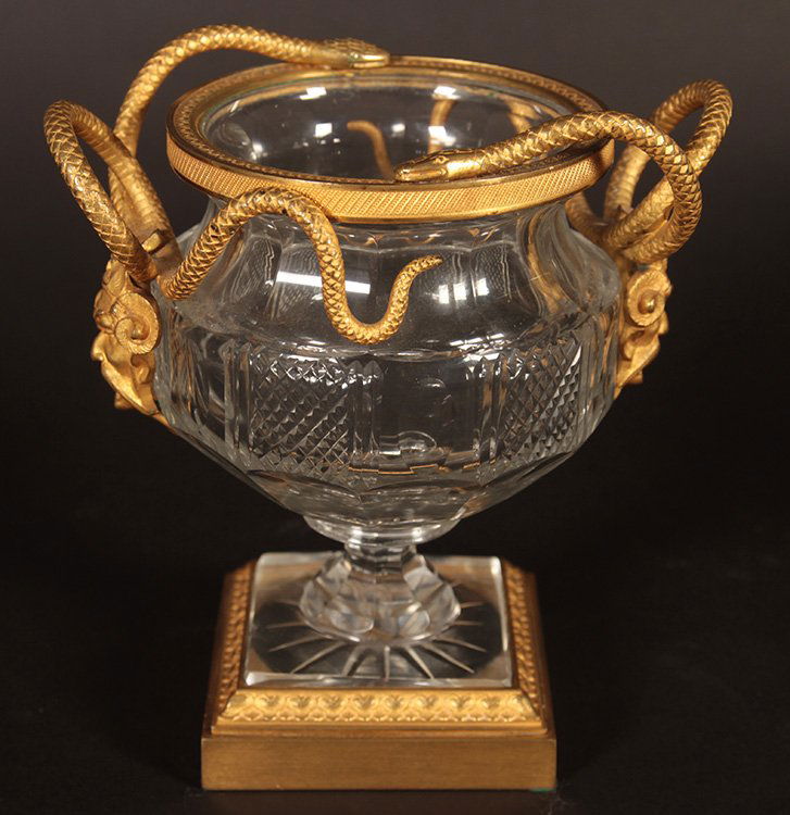 A DORE BRONZE CUT CRYSTAL FOOTED BOWL C.1920 (1 of 4)