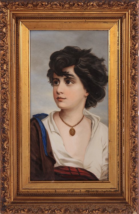 A KPM PORCELAIN PLAQUE MARKED IN GOLD GILT FRAME (1 of 6)
