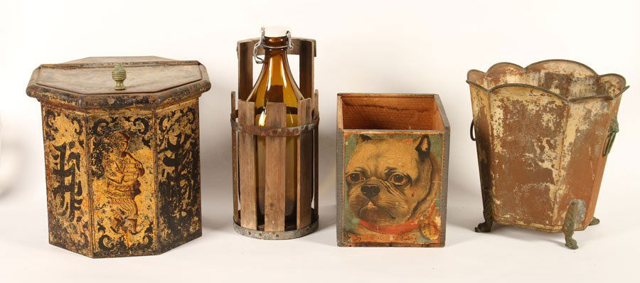 AN ESTATE LOT OF GOLD GILD BIN AND BOXES C.1920 (1 of 6)