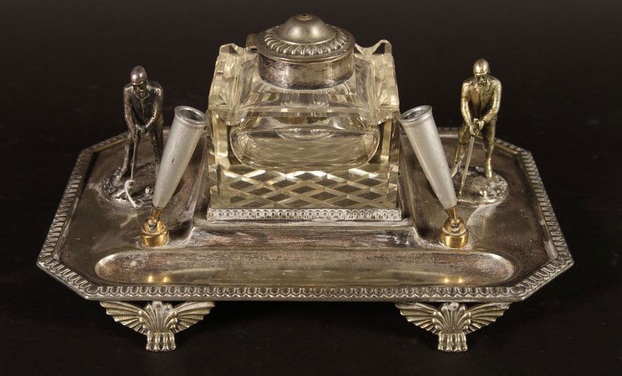 WALKER AND HALL SHEFFIELD PLATE DESK SET C.1900 (1 of 6)