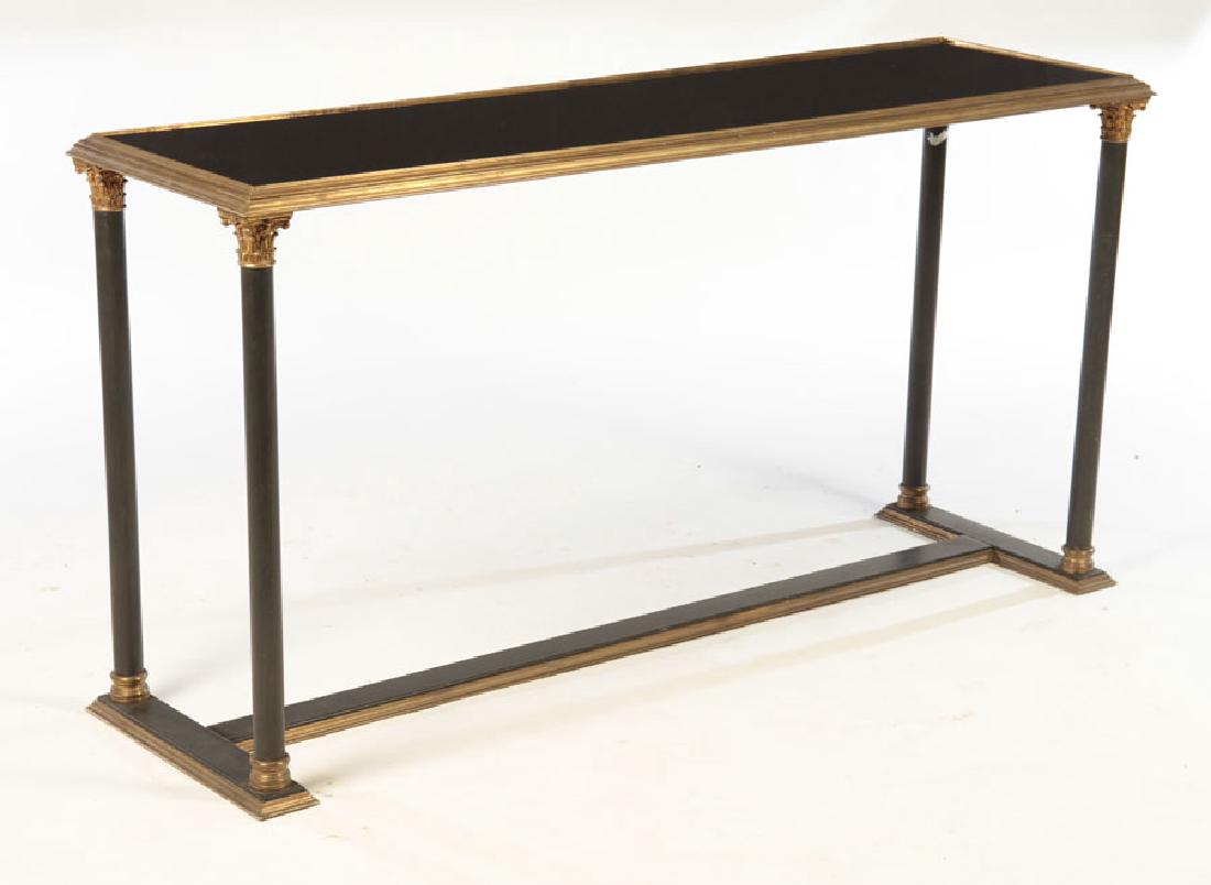 EMPIRE BRONZE IRON CONSOLE TABLE GLASS TOP 1940 (1 of 5)
