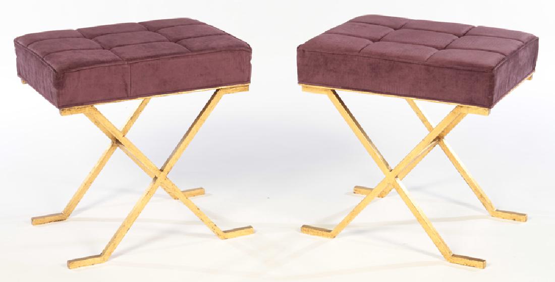 PAIR STYLISH BENCHES JEAN MICHEL FRANK (1 of 5)