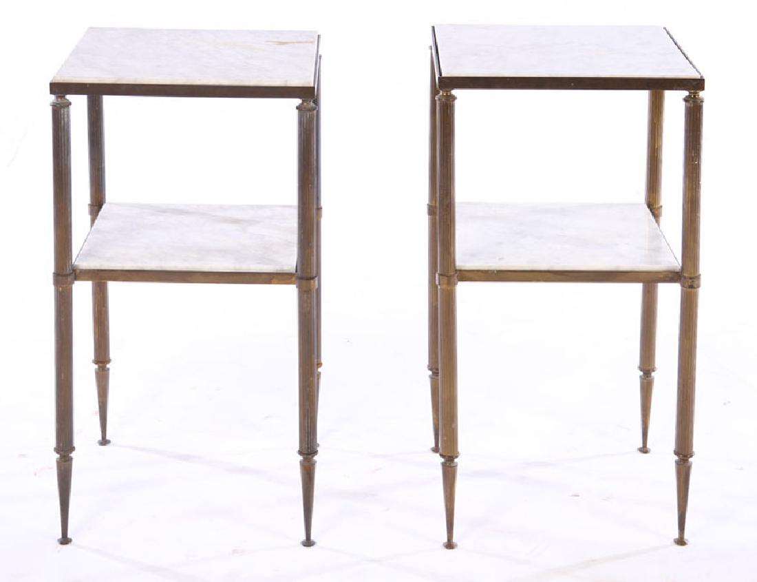 PAIR FRENCH BRONZE MARBLE SIDE TABLES 1960 (1 of 5)