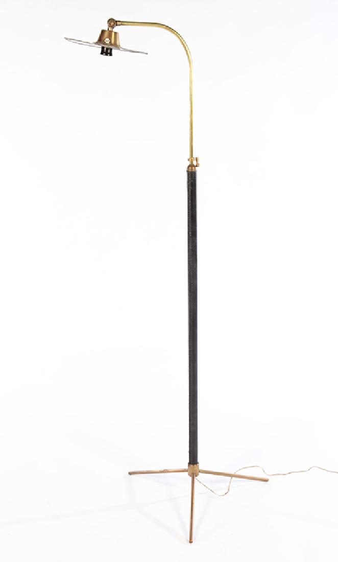MID CENTURY BRASS LEATHER WRAPPED FLOOR LAMP 1960 (1 of 4)