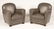 PAIR FRENCH ART DECO LEATHER CLUB CHAIRS 1960