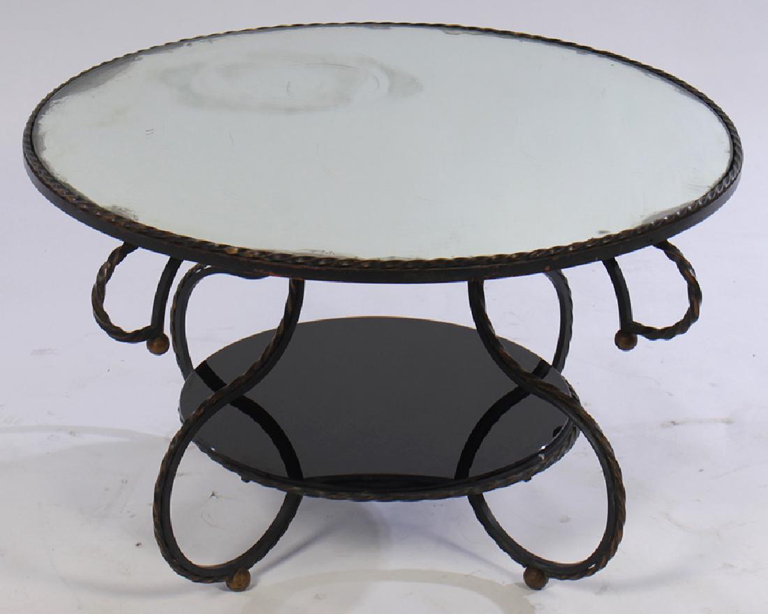 FRENCH IRON 2 TIER COFFEE TABLE MIRRORED 1950 (1 of 4)