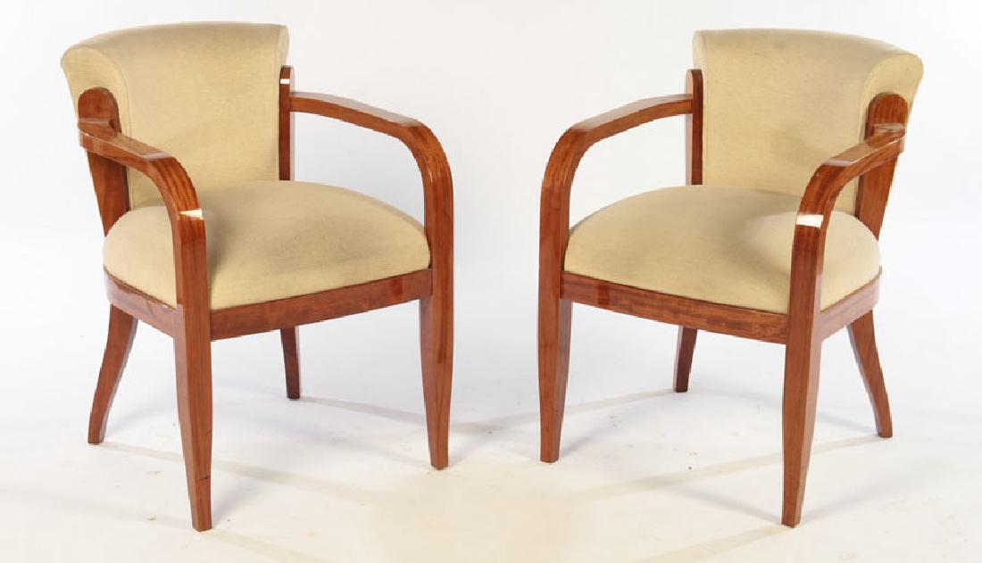 PAIR ART DECO STYLE OPEN ARM CHAIRS UPHOLSTERED (1 of 4)