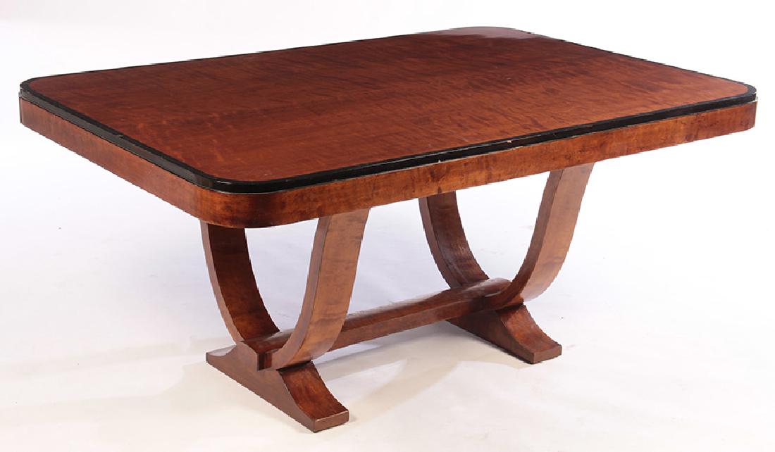 ART DECO DINING TABLE EBONIZED BANDED TOP 1930 (1 of 5)