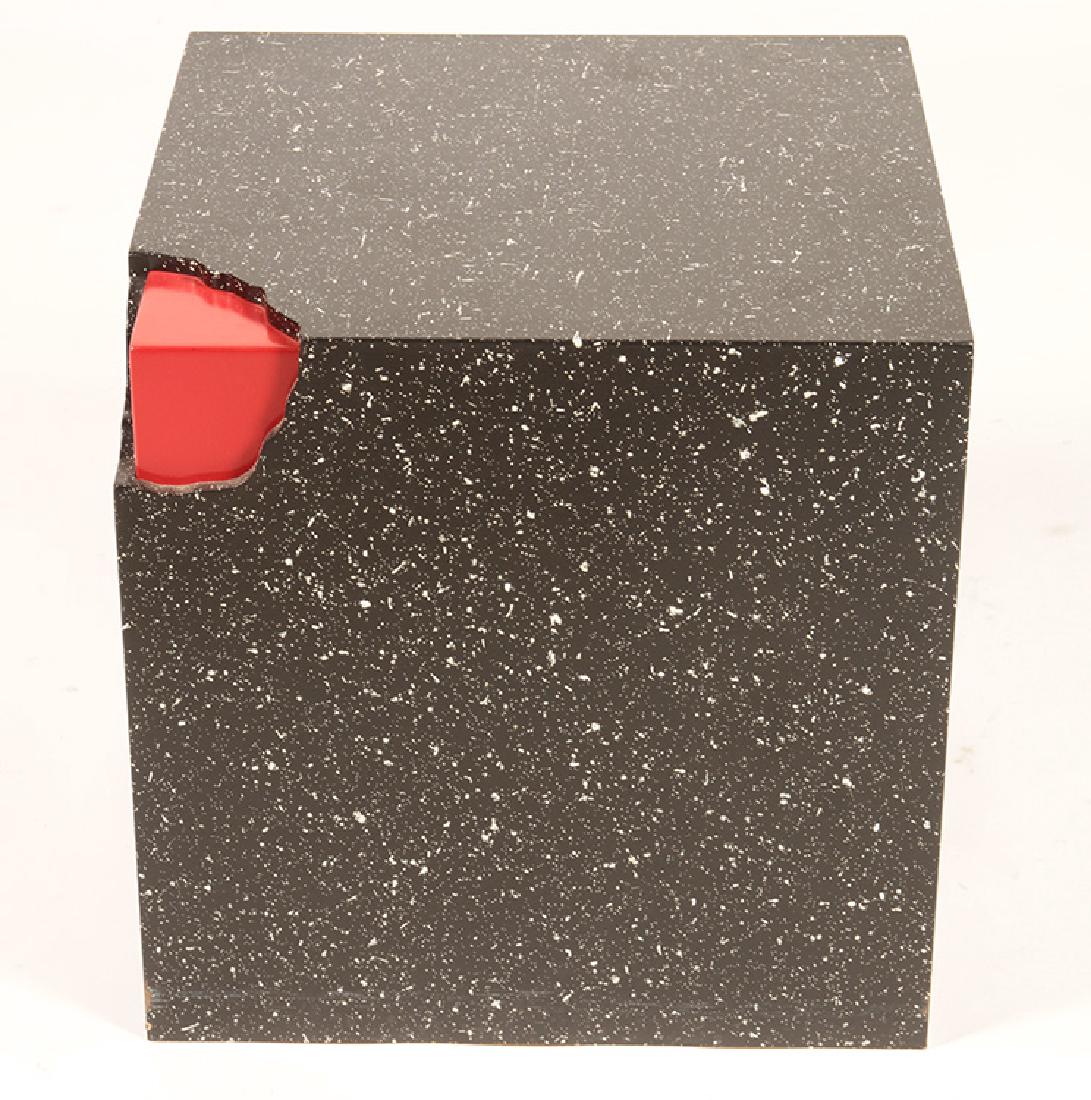 FAUX PAINTED CUBE SIDE TABLE MEMPHIS DESIGN 1980 (1 of 3)