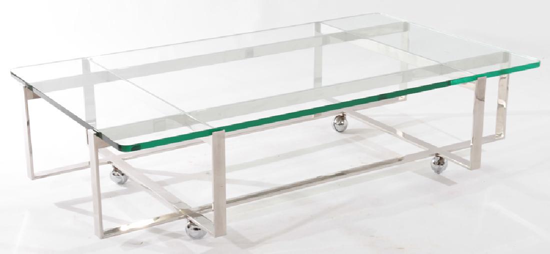 MID CENTURY CHROME COFFEE TABLE ATTR. PACE 1970 (1 of 4)