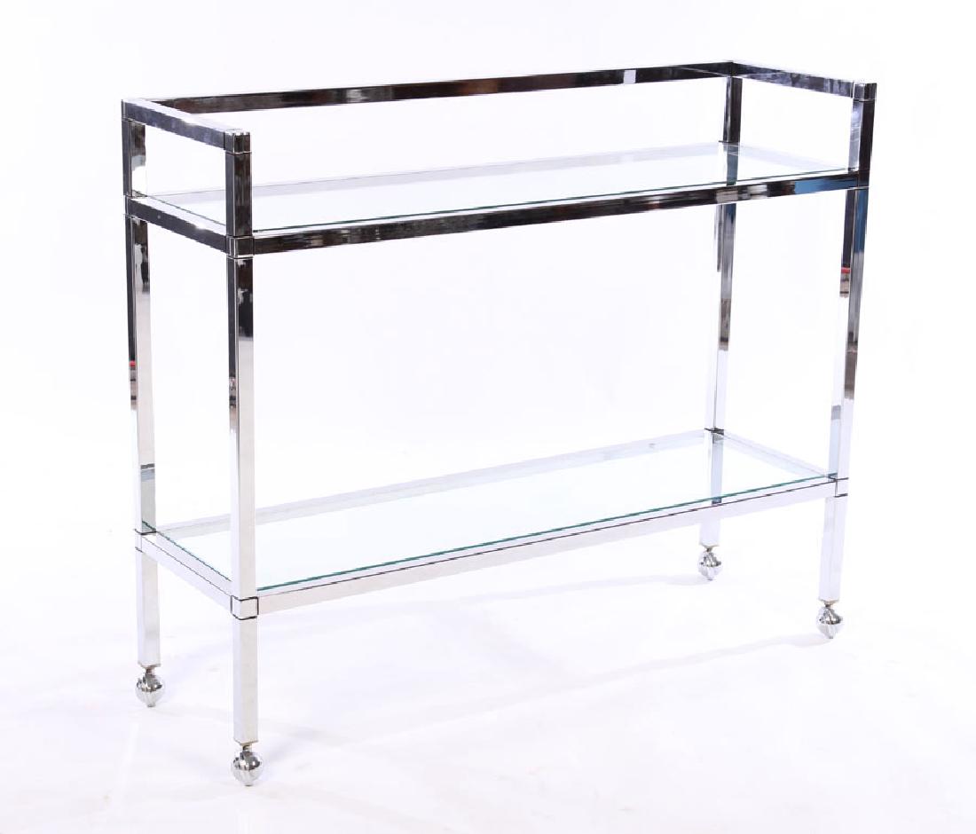 MID CENTURY CHROME 2 TIERED SERVING CART (1 of 5)