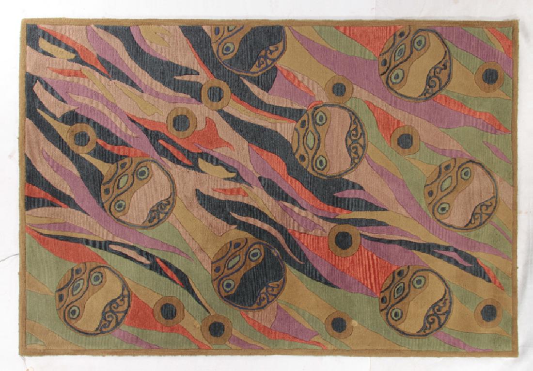 GUSTAV KLIMT INSPIRED RUG HANDMADE NEW ZEALAND: A Gustav Klimt inspired rug (Danae 1907). Handmade of New Zealand wool. Ht: 108" Width: 74"