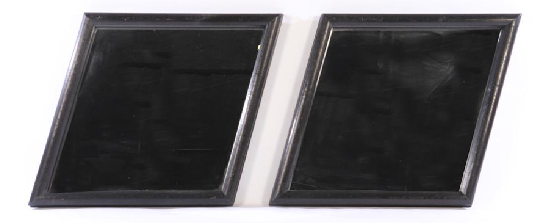 PAIR EBONIZED OAK DIAMOND FORM MIRRORS (1 of 5)