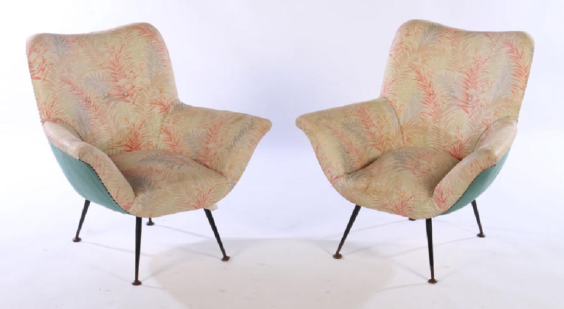 PAIR ITALIAN UPHOLSTERED CLUB CHAIRS 1960 (1 of 4)
