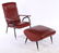 ITALIAN MODERN ARM CHAIR & MATCHING OTTOMAN 1960