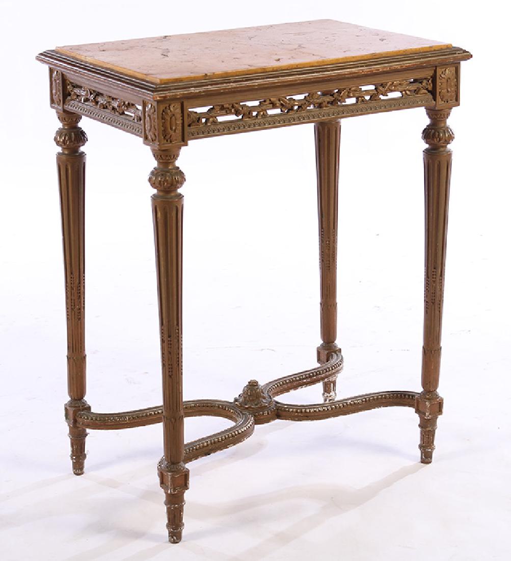 LOUIS XVI CARVED PAINTED SIDE TABLE MARBLE 1920 (1 of 5)