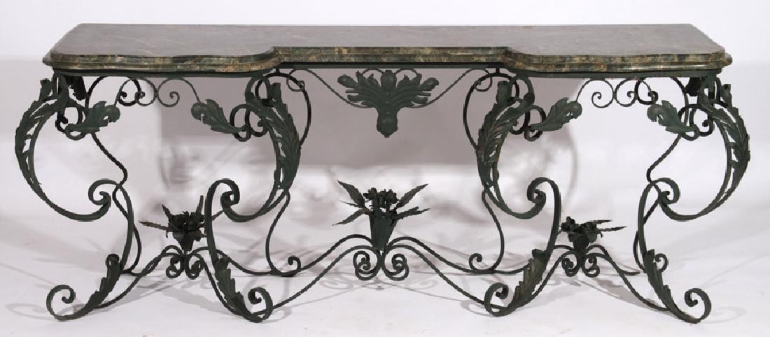 WROUGHT IRON CONSOLE TABLE FRENCH MARBLE TOP (1 of 5)