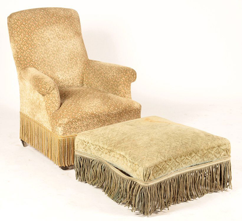 FRENCH NAPOLEAN III UPHOLSTERED CLUB CHAIR (1 of 6)