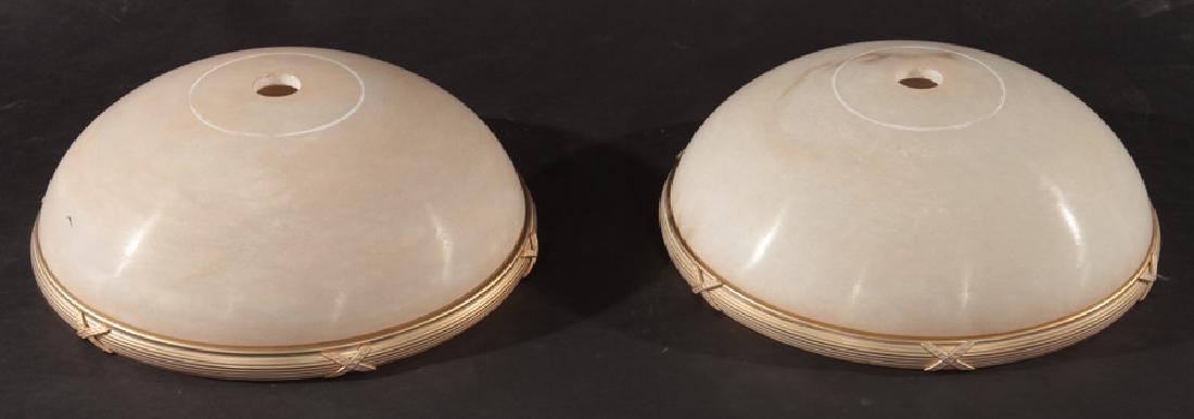 PAIR OF ALABASTER AND BRASS HANGING LIGHT FIXTURE (1 of 4)