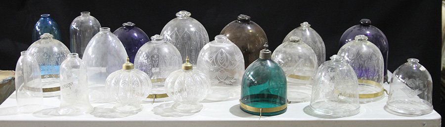 20 BRITISH COLONIAL HANGING GLASS LANTERNS C.1950 (1 of 3)