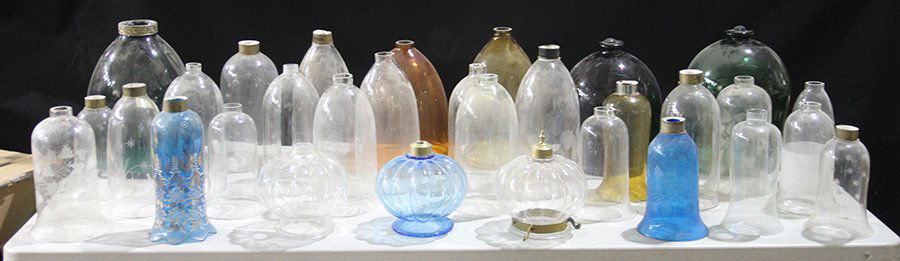 31 BRITISH COLONIAL HANGING GLASS LANTERNS C.1950 (1 of 3)