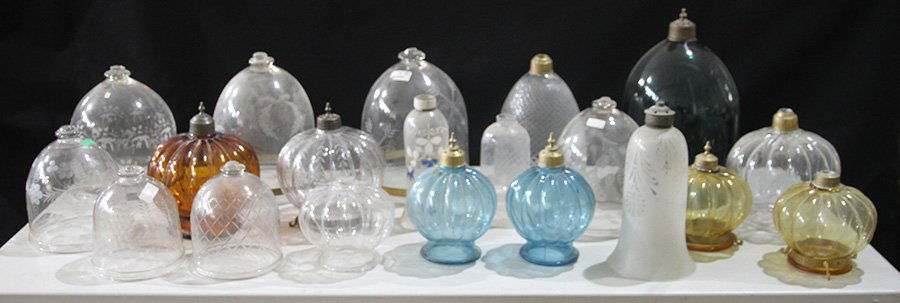20 BRITISH COLONIAL HANGING GLASS LANTERNS C.1950 (1 of 3)