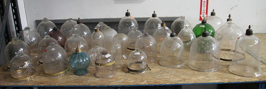 33 BRITISH COLONIAL HANGING GLASS LANTERNS C.1950 (1 of 3)