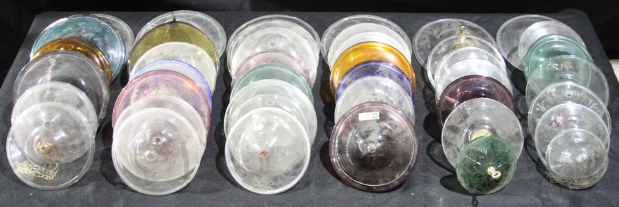 42 BRITISH COLONIAL STYLE GLASS LIDS CIRCA 1950 (1 of 3)