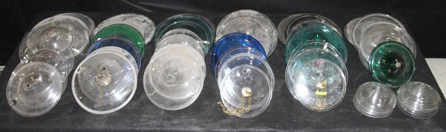 50 BRITISH COLONIAL STYLE GLASS LIDS CIRCA 1950 (1 of 3)