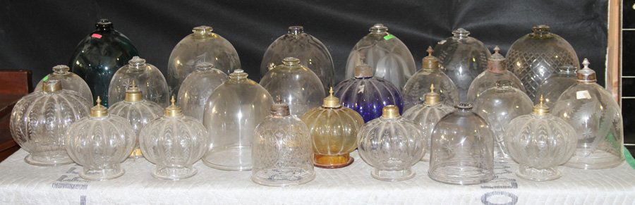 27 BRITISH COLONIAL HANGING GLASS LANTERNS C.1950 (1 of 3)