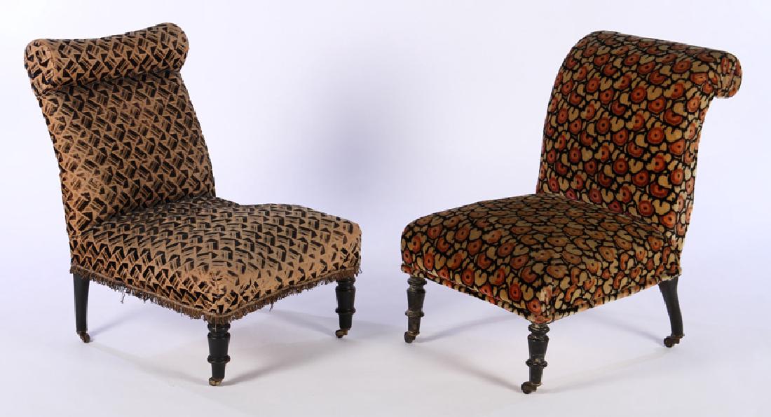 TWO 19TH CENT. NAPOLEON III SLIPPER CHAIRS (1 of 9)