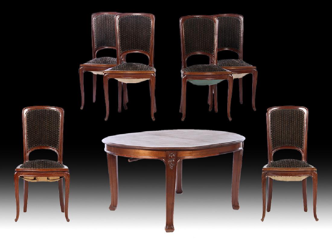 SET OF SIX FRENCH ART NOUVEAU DINING CHAIRS 1915 (1 of 6)