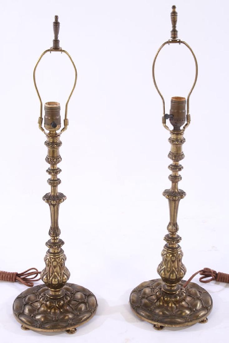 PAIR OF LABELED AJ TUCK NEW YORK BRONZE LAMPS (1 of 4)