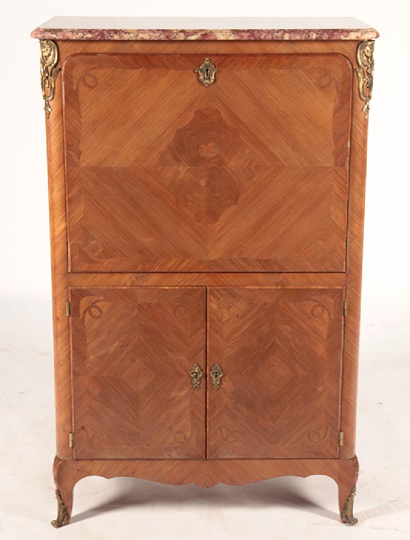 FRENCH ABATTANT MARBLE TOP FALL FRONT DESK 1920 (1 of 5)