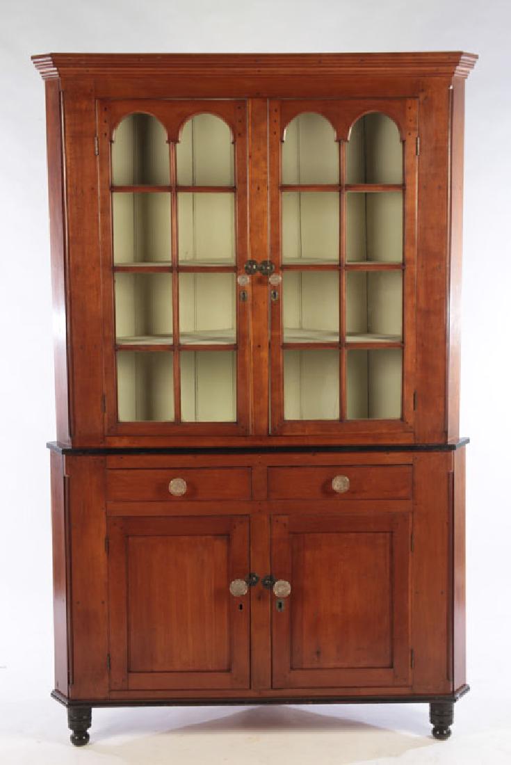 AMERICAN 19TH CENT. CHERRY CORNER CUPBOARD (1 of 8)