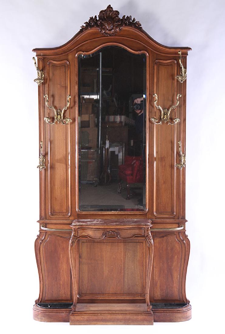 19TH CENT. FRENCH CARVED WALNUT HALL RACK (1 of 7)