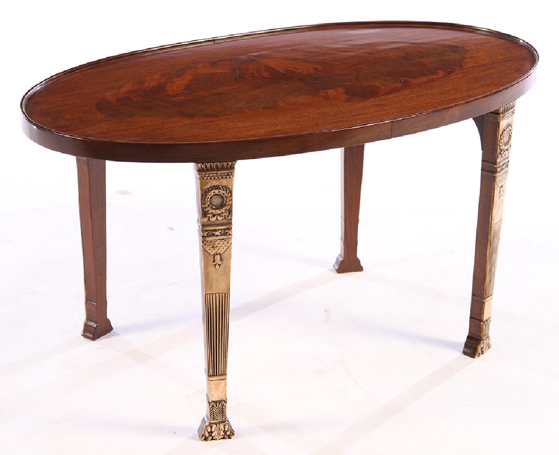 MAHOGANY OVAL TRAY TOP COFFEE SIDE TABLE (1 of 4)