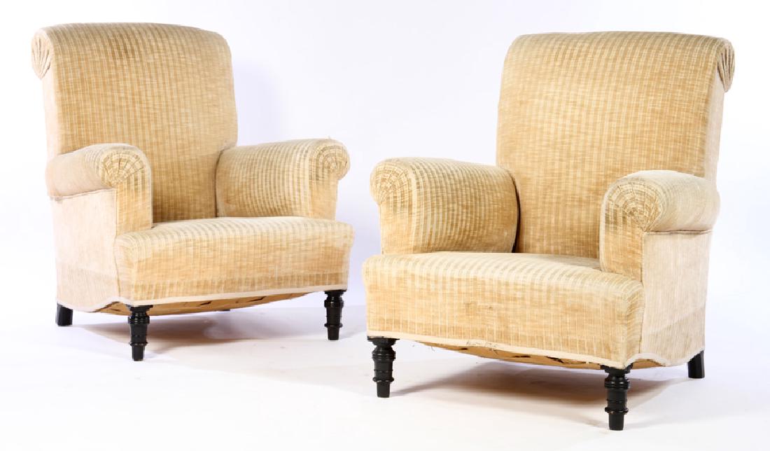 PAIR 19TH CENT. NAPOLEON III LIBRARY CHAIRS (1 of 5)