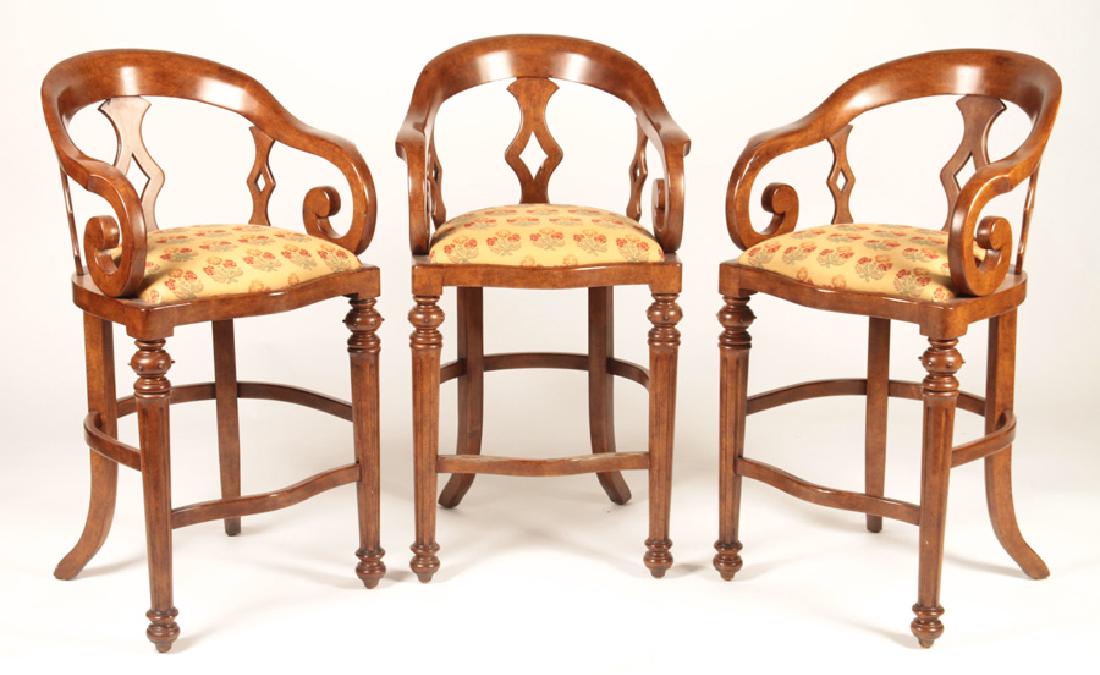 SET OF 3 LABELED MINTON SPINDELL BAR STOOLS (1 of 6)