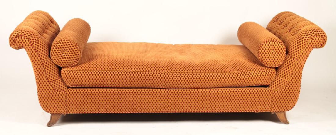 A CUT VELVET UPHOLSTERED DAY BED (1 of 5)
