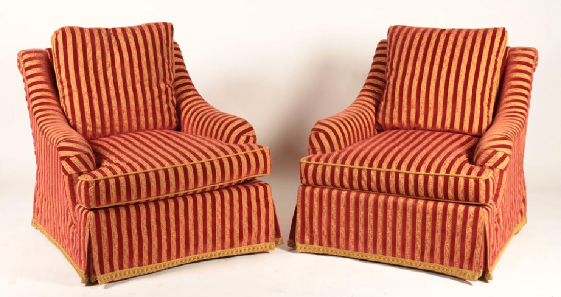 PAIR OF CUT VELVET UPHOLSTERED CLUB CHAIRS (1 of 5)