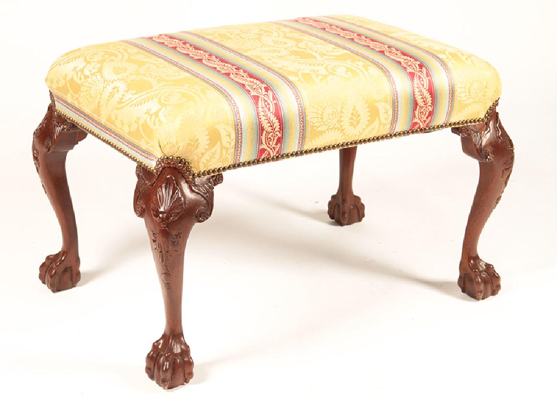 LABELED BAKER CHIPPENDALE BENCH UPHOLSTERED SEAT (1 of 4)