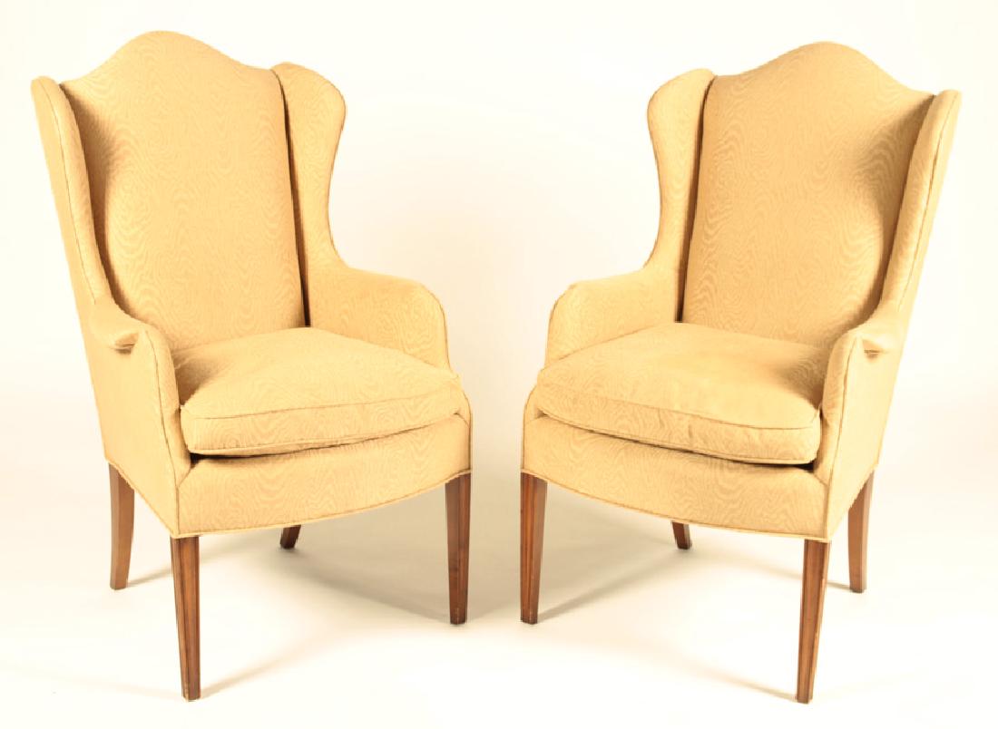 PAIR OF UPHOLSTERED WING CHAIRS 1980 (1 of 5)
