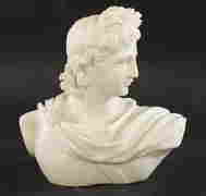 A CARVED WHITE MARBLE BUST OF APOLLO (1 of 5)