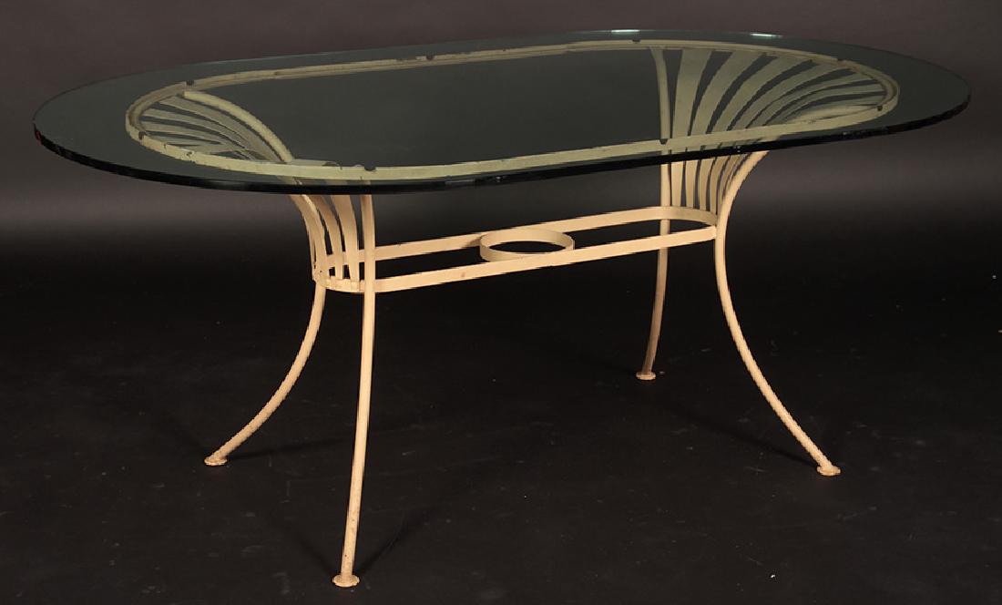 GOOD WOODARD WROUGHT IRON GARDEN TABLE OVAL TOP (1 of 5)