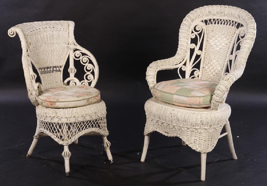 LOT OF 2 VICTORIAN WICKER CHAIRS (1 of 7)