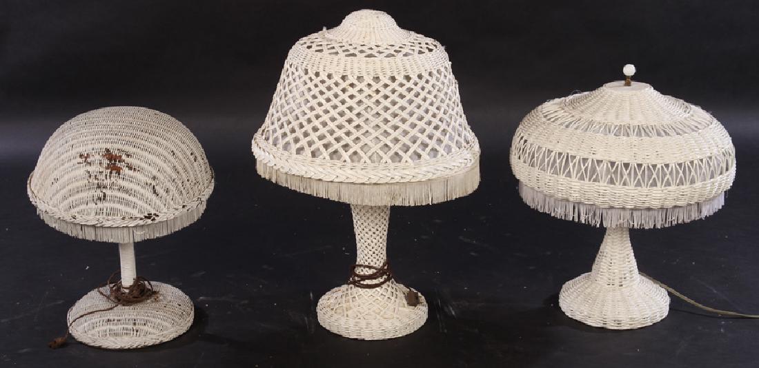 LOT OF 3 LARGE WICKER TABLE LAMPS C.1910 (1 of 4)